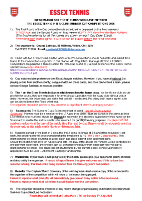 2026 SUMMER CUPS GUIDANCE SHEET