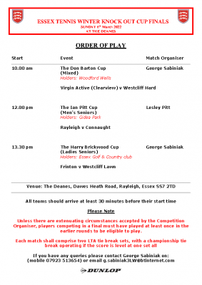 2021-22 WINTER CUP FINALS ORDER OF PLAY