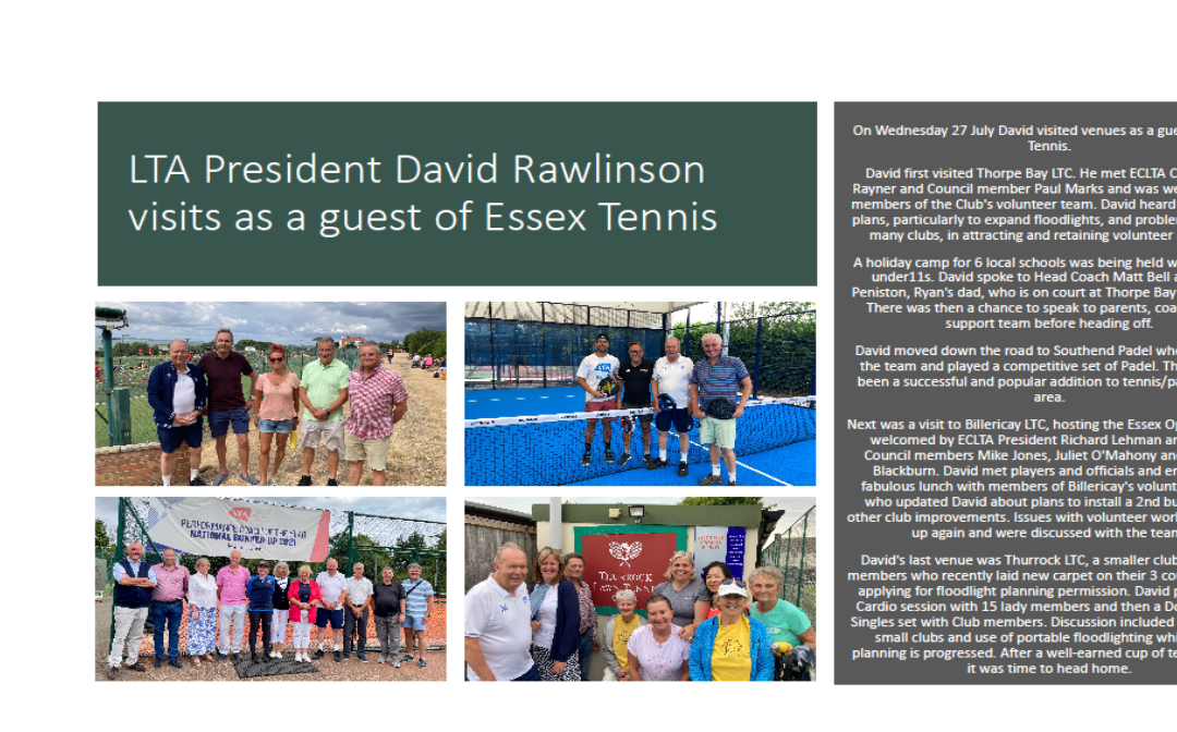Essex welcomes LTA President David Rawlinson