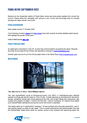 Padel Newsletter – September 2022
