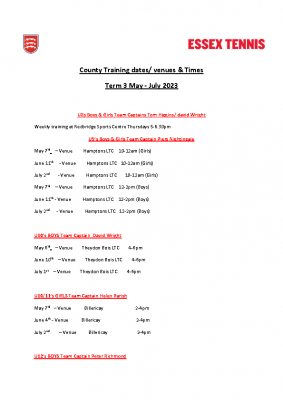 County Training Dates Term 3