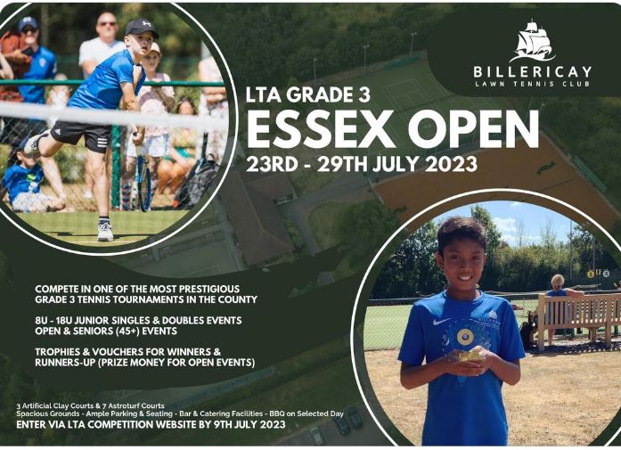 LTA Grade 3 Essex Open 23rd – 29th July – Entries Open