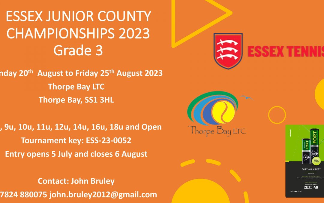 Essex Junior County Championships 2023 Grade 3 Entry Opens 5 July