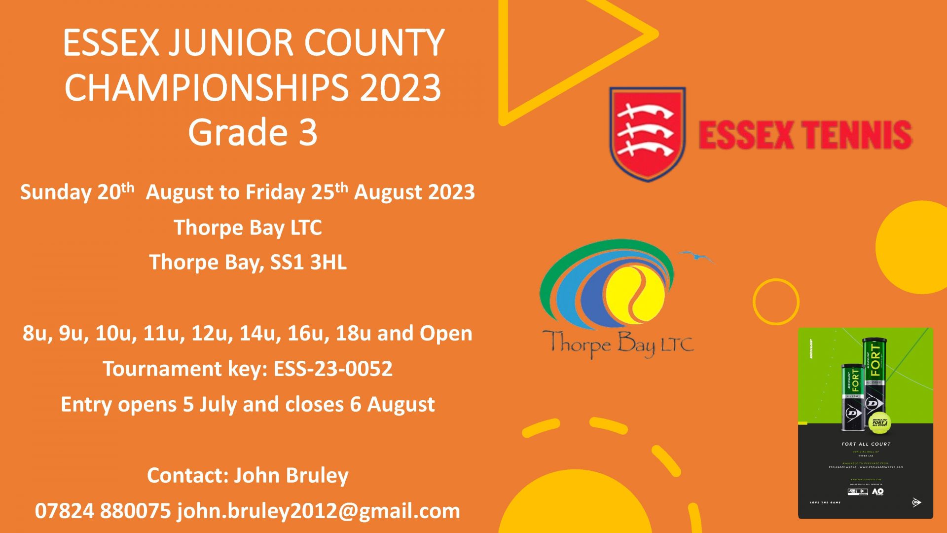Essex Junior County Championships 2023 Grade 3 Entry Opens 5 July